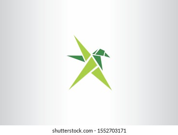 Creative Bird-shaped paper folds with green color concept design
