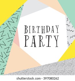 Creative birthday card. Simple vector illustration - confetti. Design template. Birthday Party. Modern geometric background