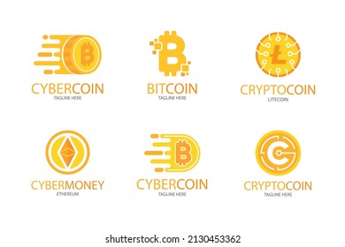 Creative bitcoin logo design vector set
