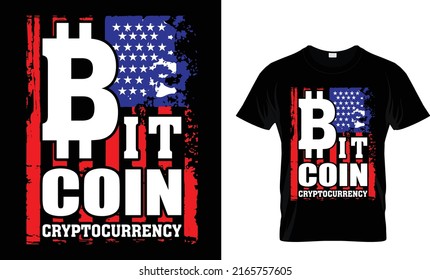 Creative bitcoin.Cryptocurrency T Shirt Design Template.