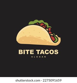 Creative bite tacos logo design. fast food vector for your brand or business