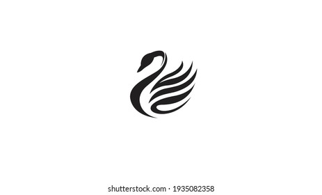 Creative Black Abstract Swan Logo Design Illustration