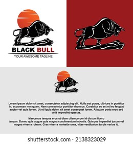 Creative black bull silhouette logo template. Perfect for your business logo