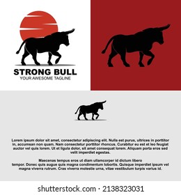 Creative black bull silhouette logo template. Perfect for your business logo