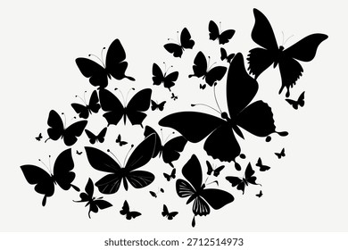 Ilustraciones creativas de mariposa negra para proyectos digitales e impresos