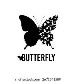 Creative black butterfly logo. Isolated vector illustration on white background