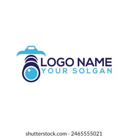 Creative Black Camera Logo Design Symbol Vector Illustration Linear logo of the photographer. Women's Hands hold the camera shutter. Vector logo for a photo Studio