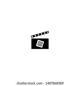 Creative black cinema icon on white backround