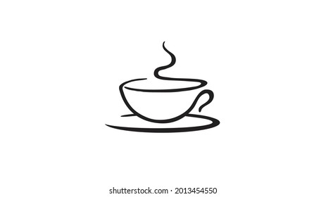 creative black coffee cup logo vector design illustration