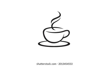 creative black coffee mug cup logo vector design illustration