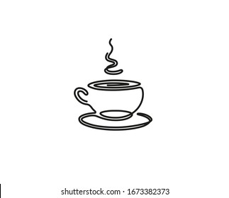 Creative Black Coffee Mug Lines Logo Design Vector Symbol Illustration