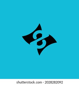 Kreatives schwarzes Logo-Design mit blauem Hintergrund für Unternehmen und Marken.