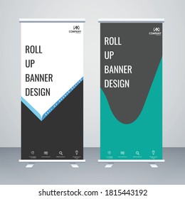 Creative black coloured vector roll up banner design