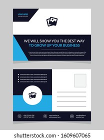 creative black and cyan business post card vector template eps10