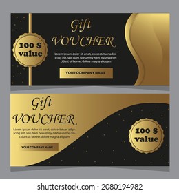 Creative black dark gift voucher, card Template modern and Clean design vector