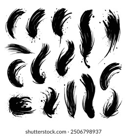 Creative Black Feather Brush Stroke Set
