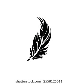 Creative black feather icon vector art illustration.