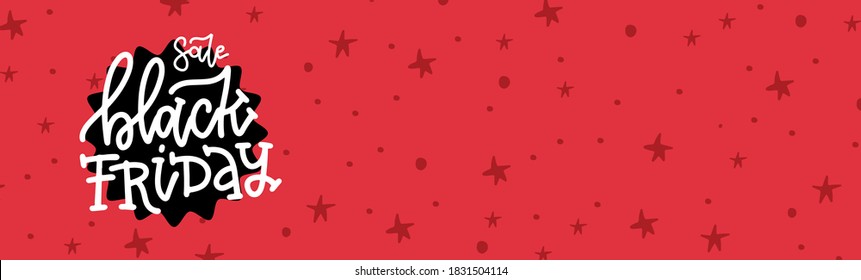 Creative Black Friday banner template with place for image. Sale Banner Cover. Flat style Banner template with place for twxt.. Vector illustration with lettering