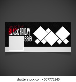 Plantilla de banner de Creative Black Friday. lugar para la imagen. Portada de Facebook del cartel de venta. Lugar de imagen. Plantilla de cartel para fotógrafo. Ilustración del vector