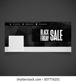 Plantilla de banner de Creative Black Friday. lugar para la imagen. Portada de Facebook del cartel de venta. Lugar de imagen. Plantilla de cartel para fotógrafo. Ilustración del vector