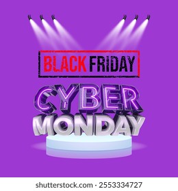 Creative Black Friday and Cyber Monday banner design featuring bold typography, modern gradients, and sleek promotional elements. Perfect for advertising campaigns, social media posts