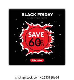 
Creative Black Friday Fashion Sale social media post design template Premium Vector, you can use it easily for your product promotion