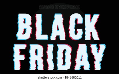 Creative Black Friday glitch effect sales november. Title glitch Black Friday. Efeito de texto tecnológico, bug para Black Friday. technological text effect for hot sales