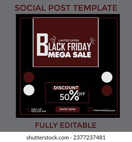creative black friday mega sale  social media post design 