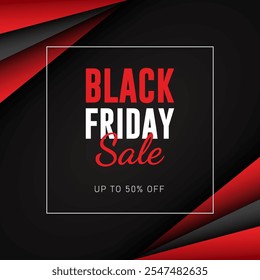 Creative Black Friday Venda Banner Desconto Até 50 Por Cento Fora Banner Texto Com Listras Pretas E Vermelhas
