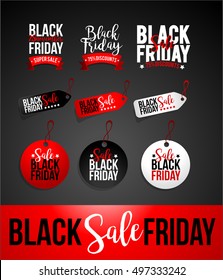 Creative Black Friday Sale Rabatt Banner mit Black Friday Red Colors