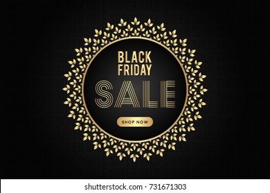 Creative black friday sale vector illustration with ornamental pattern. Can be used for poster, banner, background, advertisement and digital designs.