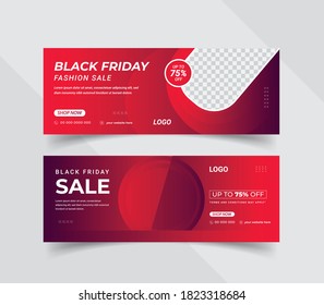 Creative black Friday sale web banner and Facebook timeline, social media post design. Sale voucher Gift card Vector Illustration.