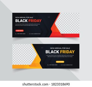 Kreative schwarze Freitag Verkauf Web-Banner und Facebook Timeline, Social Media Post Design. Verkauf Gutschein Geschenkkarte Vektorgrafik.