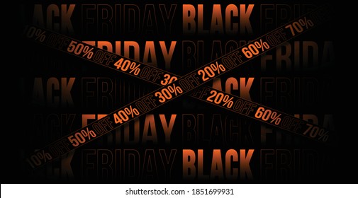 Creative Black Friday title with ribbon discounts for your sales on black friday. Faixas com ofertas de desconto para a Black Friday