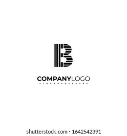 creative black geometric B logo letter with pattern simple design concept