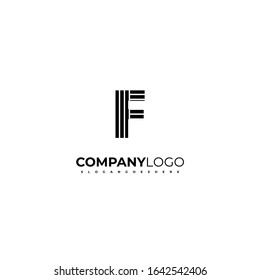 letra con el logotipo F geométrica creativa en negro con el concepto de diseño simple de patrones