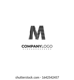 creative black geometric M logo letter with pattern simple design concept