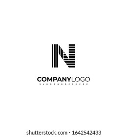 creative black geometric N logo letter with pattern simple design concept