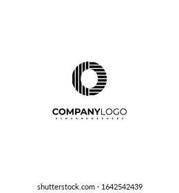 creative black geometric O logo letter with pattern simple design concept