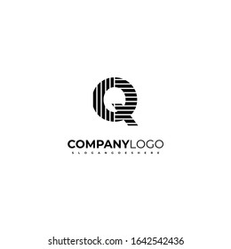 creative black geometric Q logo letter with pattern simple design concept