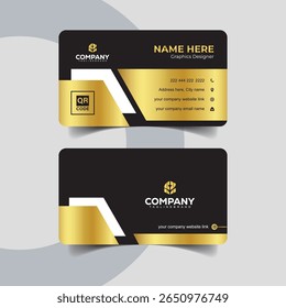 Creative Black and Gold Business Card Design with Abstract Diagonal Pattern