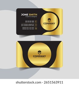 Creative Black and Gold Circular Accent Business Card Template