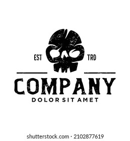 Creative Black human Skeleton Logo Design Illustration Stock. Skull logo design template vector illustration black silhouette label badge 