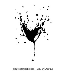 Creative black ink splash on white background, showcasing fluid motion and artistic expression in an abstract style.