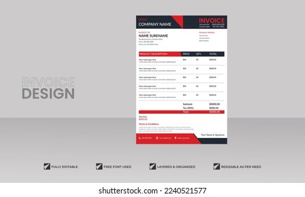 Creative black invoice template. Business invoice for your business, print ready invoice template.