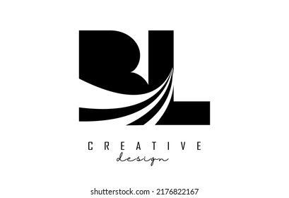 Creative black letter BL b l logo with leading lines and road concept design. Letters with geometric design. Vector Illustration with letter and creative cuts and lines.