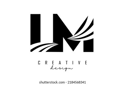 Creative black letter LM l m logo with leading lines and road concept design. Letters with geometric design. Vector Illustration with letter and creative cuts.