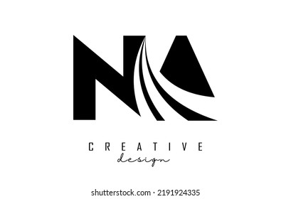 Creative black letter NA n a logo with leading lines and road concept design. Letters with geometric design. Vector Illustration with letter and creative cuts.