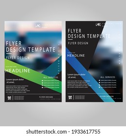 Creative Black, Light Green, Dark Blue And Dark Green Colour Vector Flyer Design 