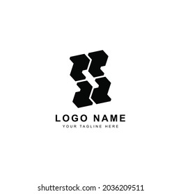 Creative black logo design on white background for business and brand.